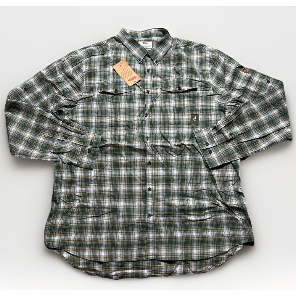 Fjallraven Swarovski Hunting Shirt Mens 4XL Plaid Long Sleeve Pockets Outdoor